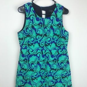 NWOT JCREW GREEN/BLUE/BLACK TEXTURED MIDI DRESS